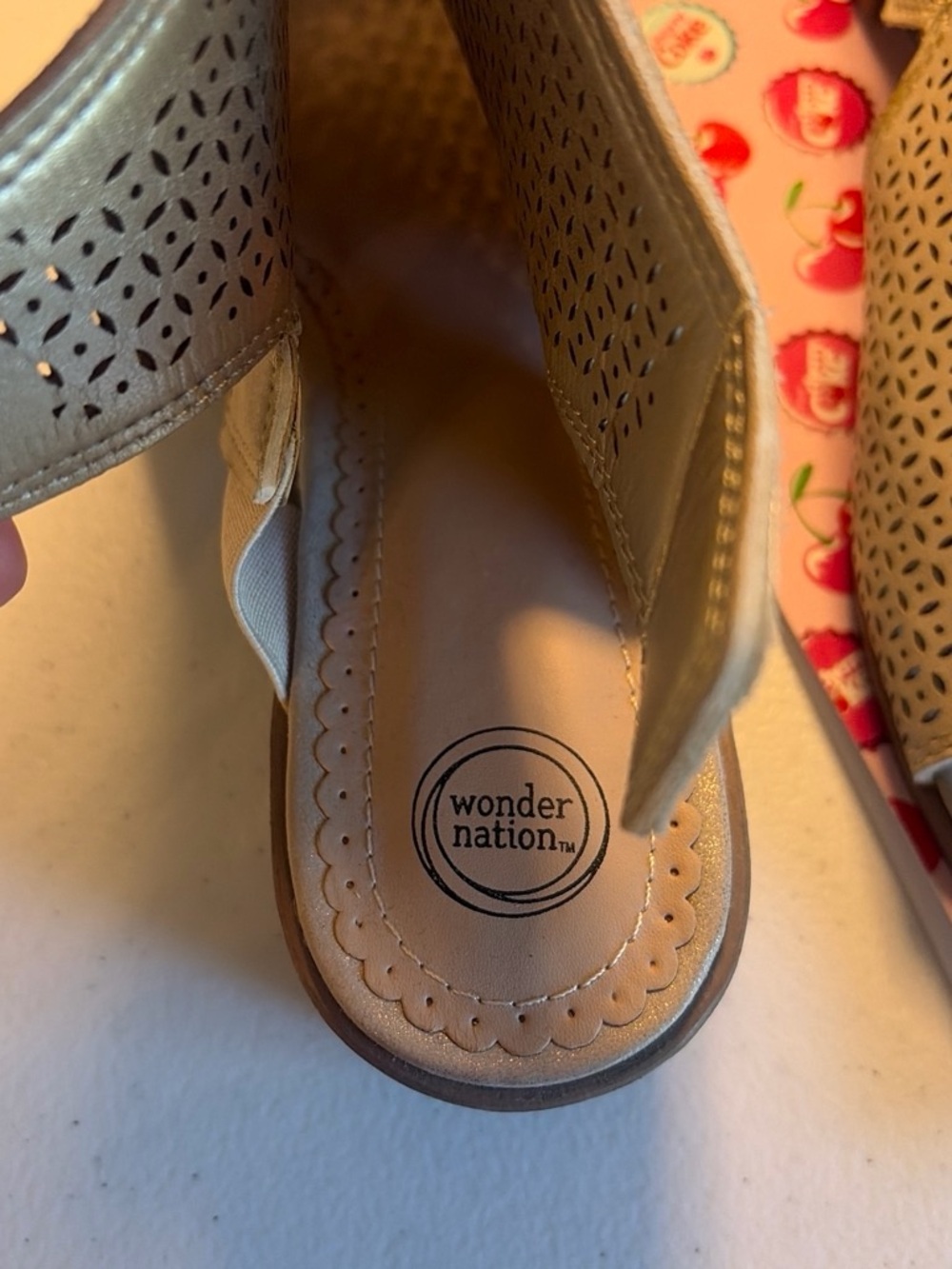 wonder nation Beige Perforated Slip-On Clog Sandals